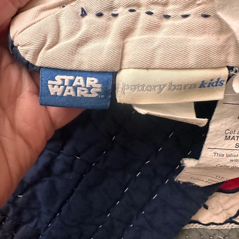 Pottery Barn Kids Star Wars Twin Quilt Boys X-Wing TIE Fighter Grey 2014 Bedroom